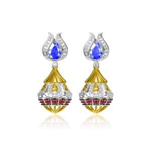 Designer Earrings with Certified Diamonds in 18k Yellow Gold - ER1505P